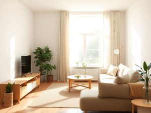 Casa ordonată, luminoasă, cu plante