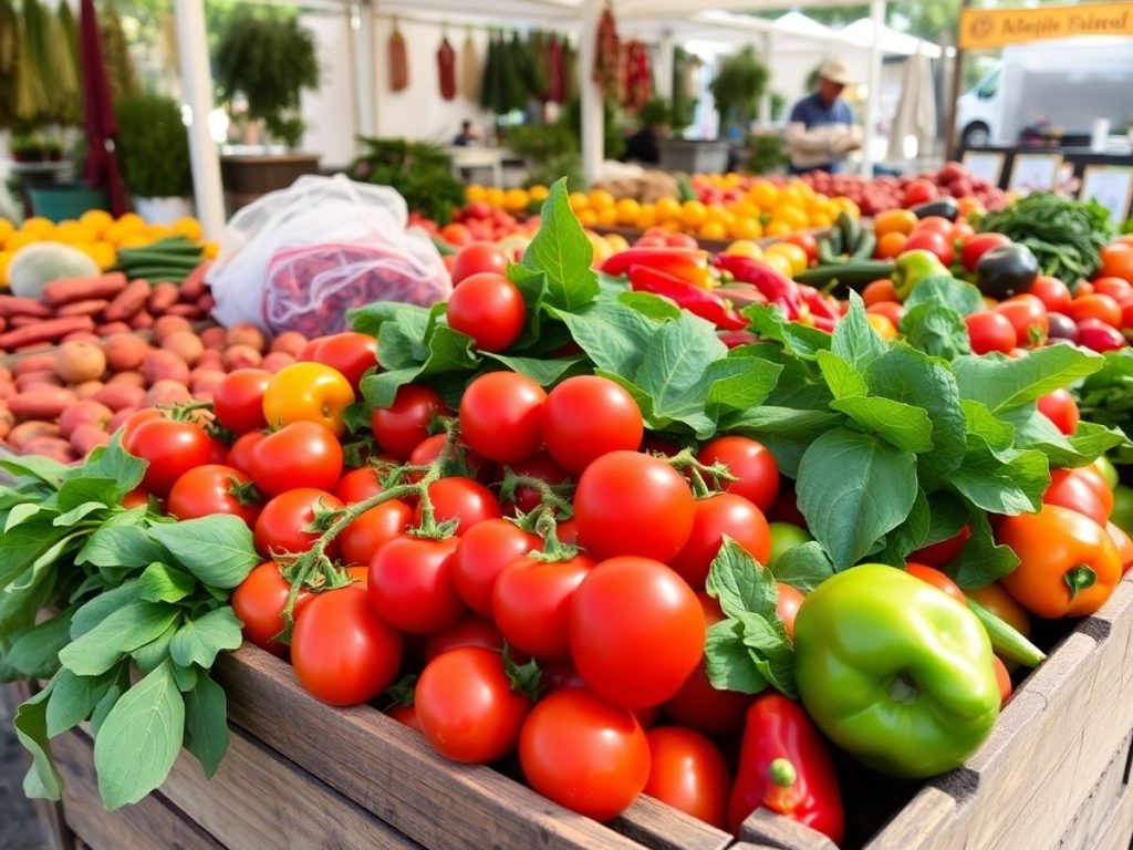 Fructe și legume proaspete de pe o piață locală
